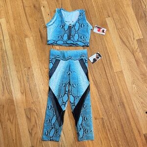 NWT Up Vibe Blue Snake Print Activewear Set One Size